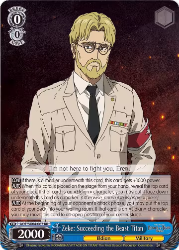 Zeke: Succeeding the Beast Titan (AOT/SX04-067 RR), Attack On Titan: Final Season — Weiß Schwarz card price