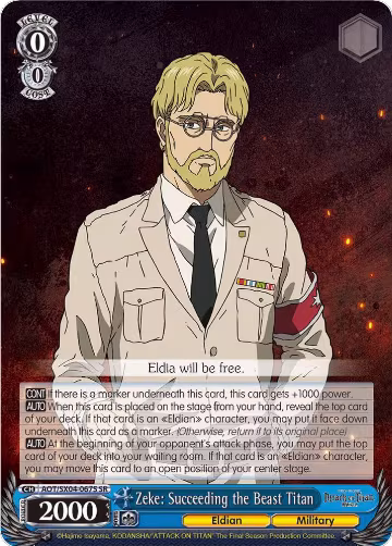 Zeke: Succeeding the Beast Titan (SR) (AOT/SX04-067S SR), Attack On Titan: Final Season — Weiß Schwarz card price