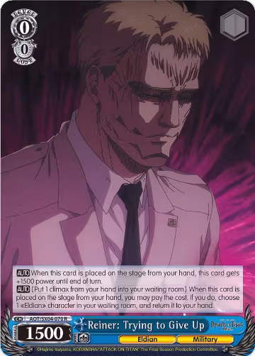 Reiner: Trying to Give Up (AOT/SX04-070 R), Attack On Titan: Final Season — Weiß Schwarz card price