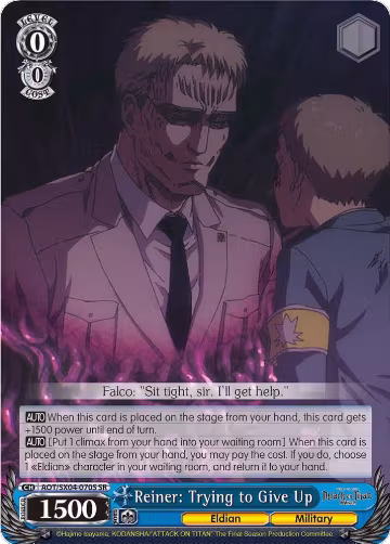 Reiner: Trying to Give Up (SR) (AOT/SX04-070S SR), Attack On Titan: Final Season — Weiß Schwarz card price