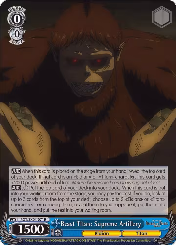 Beast Titan: Supreme Artillery (AOT/SX04-071 R), Attack On Titan: Final Season — Weiß Schwarz card price