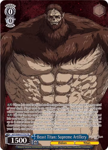 Beast Titan: Supreme Artillery (TTR) (AOT/SX04-071TTR TTR), Attack On Titan: Final Season — Weiß Schwarz card price