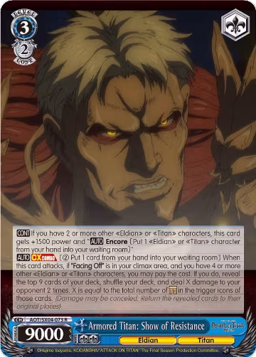 Armored Titan: Show of Resistance (AOT/SX04-073 R), Attack On Titan: Final Season — Weiß Schwarz card price