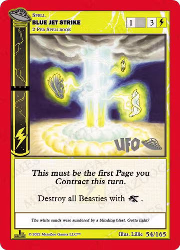 Blue Jet Strike (054/165), First Edition Spoiler Pack — MetaZoo card price