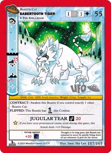 Sabertooth Tiger (107/165), First Edition Spoiler Pack — MetaZoo card price