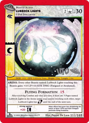 Lubbock Lights (111/165), First Edition Spoiler Pack — MetaZoo card price