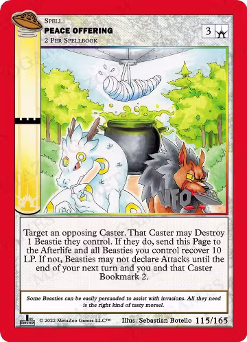 Peace Offering (115/165), First Edition Spoiler Pack — MetaZoo card price
