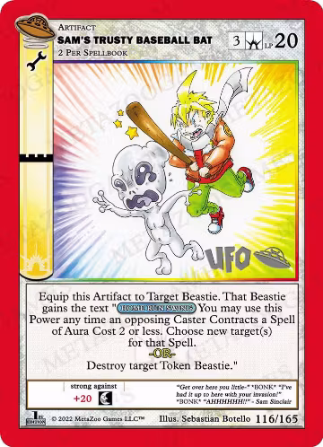 Sam's Trusty Baseball Bat (116/165), First Edition Spoiler Pack — MetaZoo card price