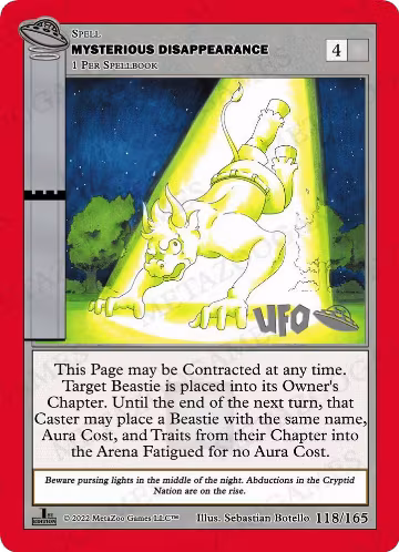 Mysterious Disappearance (118/165), First Edition Spoiler Pack — MetaZoo card price