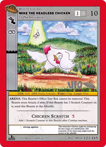 Mike the Headless Chicken (121/165), First Edition Spoiler Pack — MetaZoo card price