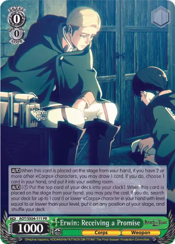 Erwin: Receiving a Promise (AOT/SX04-111 PR), Attack On Titan: Final Season — Weiß Schwarz card price