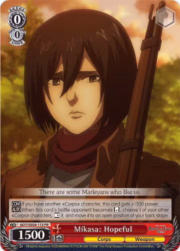 Mikasa: Hopeful (AOT/SX04-113 PR), Attack On Titan: Final Season — Weiß Schwarz card price