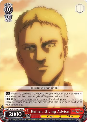 Reiner: Giving Advice (AOT/SX04-114 PR), Attack On Titan: Final Season — Weiß Schwarz card price