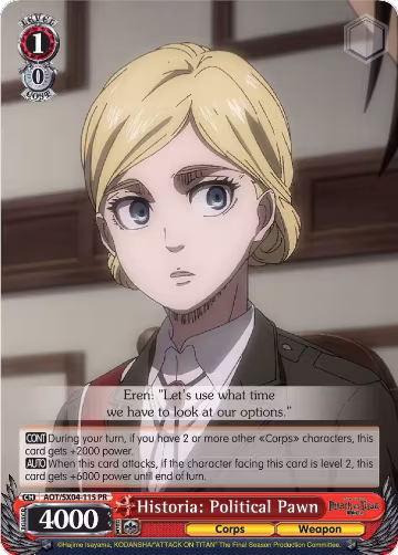 Historia: Political Pawn (AOT/SX04-115 PR), Attack On Titan: Final Season — Weiß Schwarz card price