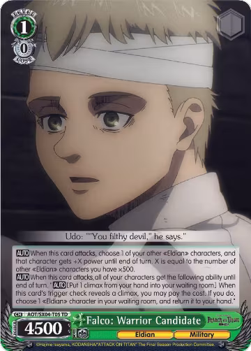 Falco: Warrior Candidate (AOT/SX04-T05 TD), Attack On Titan: Final Season — Weiß Schwarz card price