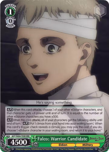 Falco: Warrior Candidate (RRR) (AOT/SX04-T05R RRR), Attack On Titan: Final Season — Weiß Schwarz card price