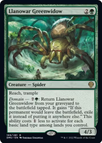 Llanowar Greenwidow (169), Promo Pack: Dominaria United — Magic card price