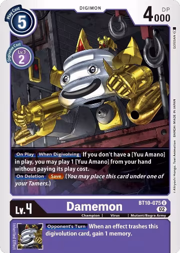 Damemon (BT10-075 U), Xros Encounter — Digimon card price