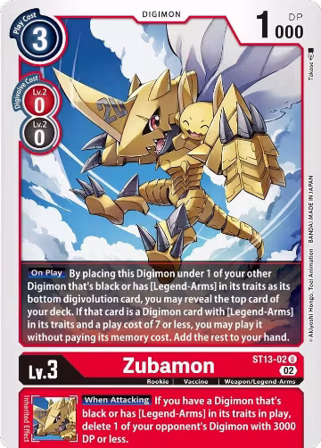 Zubamon (ST13-02 U), Starter Deck 13: Ragnaloardmon — Digimon card price