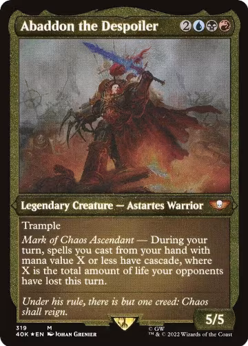 Abaddon the Despoiler (Display Commander) (Foil Etched) - Thick Stock (319), Universes Beyond: Warhammer 40,000 — Magic card price