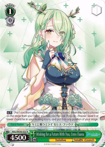 Wishing for a Future With You, Ceres Fauna (HOL/WE36-E22 N), hololive production Premium Booster — Weiß Schwarz card price