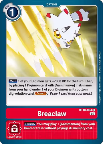 Breaclaw (BT10-094 U), Xros Encounter — Digimon card price