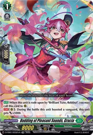 Budding of Pleasant Sounds, Gracia (Foil) (D-TD01/003EN-R), D-TD01: Urara Haneyama -Bandmaster of Blossoming Bonds- — Vanguard card price
