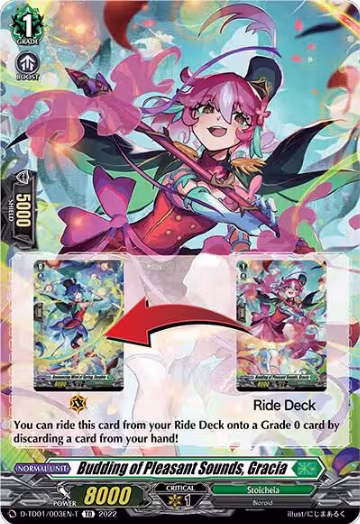 Budding of Pleasant Sounds, Gracia (Tutorial Card) (D-TD01/003EN-T), D-TD01: Urara Haneyama -Bandmaster of Blossoming Bonds- — Vanguard card price