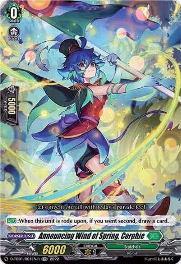 Announcing Wind of Spring, Corphie (Foil) (D-TD01/004EN-R), D-TD01: Urara Haneyama -Bandmaster of Blossoming Bonds- — Vanguard card price