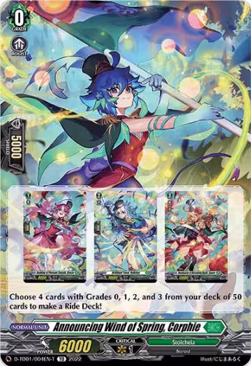 Announcing Wind of Spring, Corphie (Tutorial Card) (D-TD01/004EN-T), D-TD01: Urara Haneyama -Bandmaster of Blossoming Bonds- — Vanguard card price