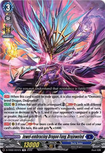 Jewel-embracing Dragon Fang, Drajeweled (D-TD02/001EN), D-TD02: Michiru Hazama -Demonic Jewel Dragon of the Four Flames- — Vanguard card price