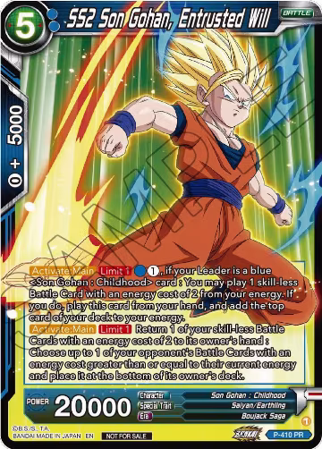 SS2 Son Gohan, Entrusted Will (Zenkai Series Tournament Pack Vol.1) (P-410), Tournament Promotion Cards — DB Super card price