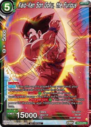 Kaio-Ken Son Goku, the Furious (Zenkai Series Tournament Pack Vol.1) (P-414), Tournament Promotion Cards — DB Super card price