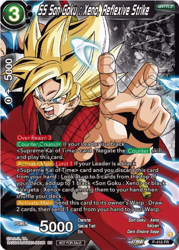 SS Son Goku: Xeno, Reflexive Strike (Zenkai Series Tournament Pack Vol.1 Winner) (P-418), Tournament Promotion Cards — DB Super card price
