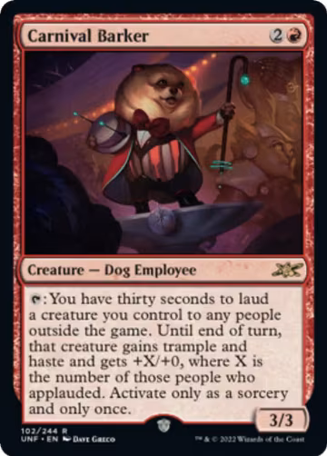 Carnival Barker (102), Unfinity — Magic card price