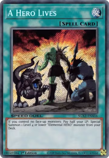 A Hero Lives (Secret Rare) (SGX2-ENA16), Speed Duel GX: Midterm Paradox — Yu-Gi-Oh! card price