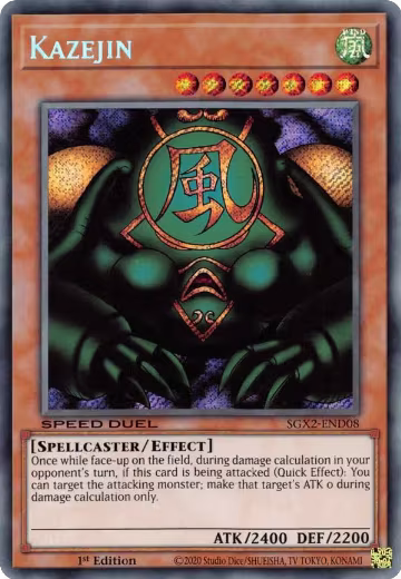 Kazejin (Secret Rare) (SGX2-END08), Speed Duel GX: Midterm Paradox — Yu-Gi-Oh! card price