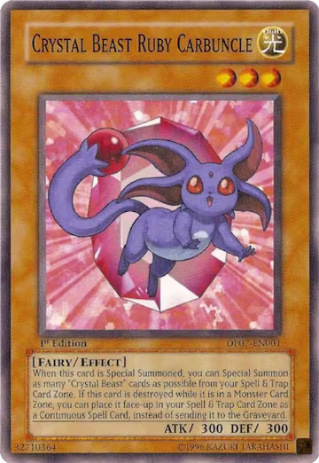 Crystal Beast Ruby Carbuncle (DP07-EN001), Duelist Pack 7: Jesse Anderson — Yu-Gi-Oh! card price