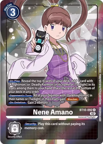 Nene Amano (Box Topper) (BT10-092 R), Xros Encounter — Digimon card price