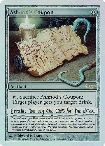 Ashnod's Coupon (14), Arena Promos — Magic card price