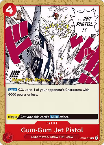 Gum-Gum Jet Pistol (ST01-015), ST-01: Starter Deck 1 Straw Hat Crew (Super Pre-Release Edition) — One Piece card price