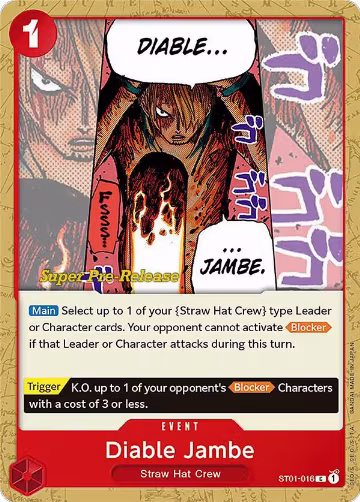 Diable Jambe (ST01-016), ST-01: Starter Deck 1 Straw Hat Crew (Super Pre-Release Edition) — One Piece card price