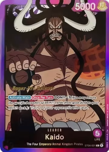 Kaido (001) (ST04-001), ST-04: Starter Deck 4 Animal Kingdom Pirates (Super Pre-Release Edition) — One Piece card price