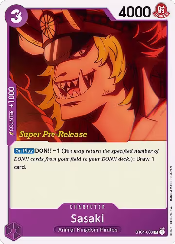Sasaki (ST04-006), ST-04: Starter Deck 4 Animal Kingdom Pirates (Super Pre-Release Edition) — One Piece card price