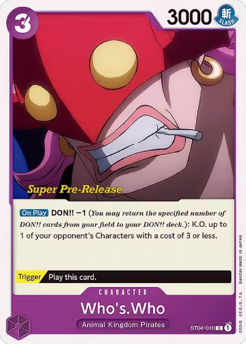 Who's.Who (ST04-010), ST-04: Starter Deck 4 Animal Kingdom Pirates (Super Pre-Release Edition) — One Piece card price