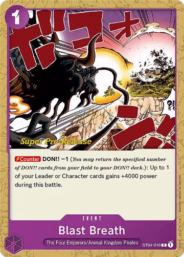 Blast Breath (ST04-016), ST-04: Starter Deck 4 Animal Kingdom Pirates (Super Pre-Release Edition) — One Piece card price