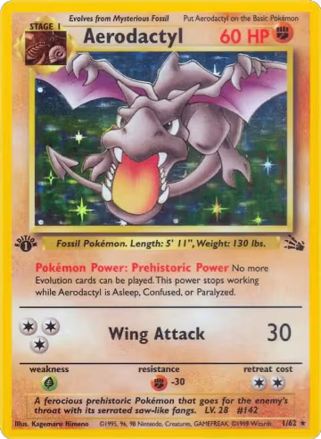 Aerodactyl (1) (01/62), Fossil — Pokémon card price