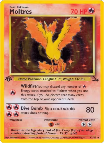 Moltres (12) (12/62), Fossil — Pokémon card price