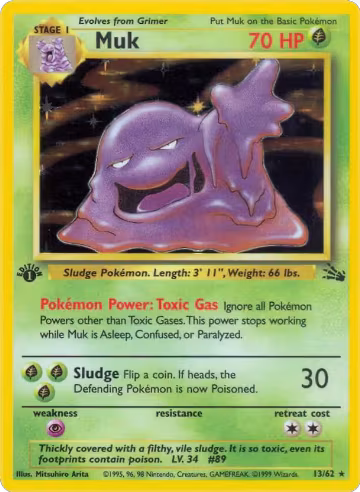 Muk (13) (13/62), Fossil — Pokémon card price