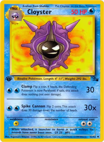 Cloyster (32/62), Fossil — Pokémon card price